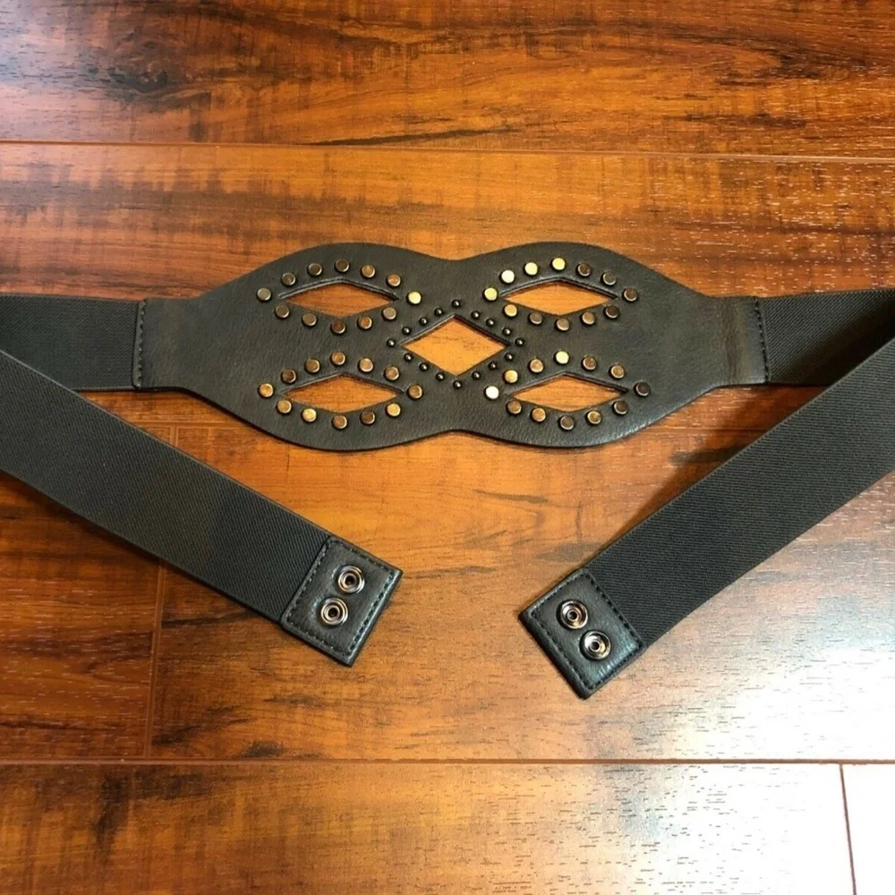 Brown Nickel Studded Bohemian Belt